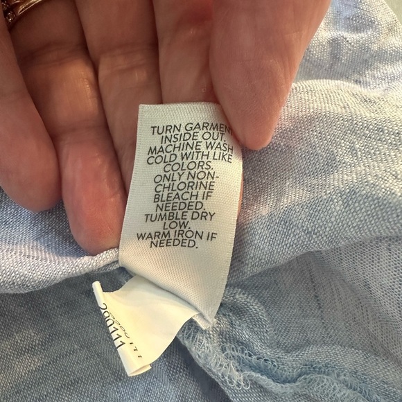 J Jill Love Linen Light Blue Lightweight Long Sleeve Button Down Top Size Large - Picture 5 of 10